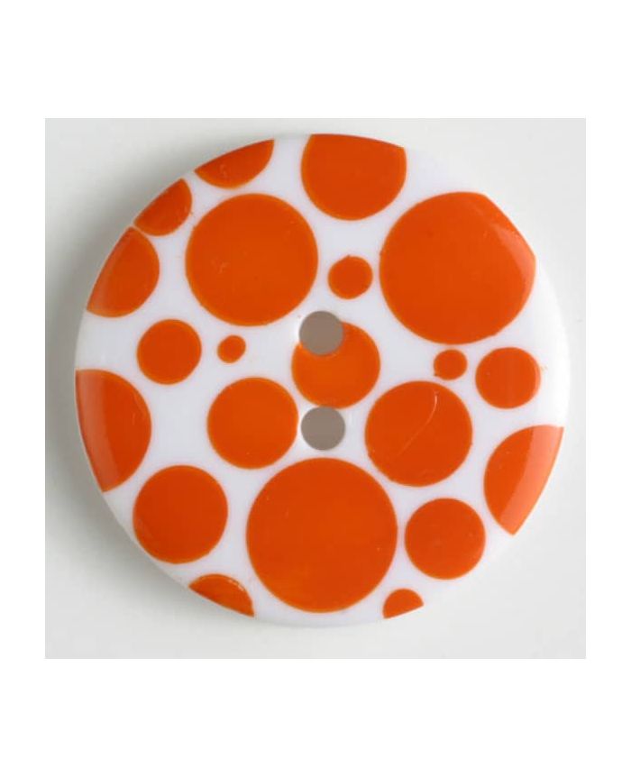 fashion button - Size: 20mm - Color: orange - Art.-Nr.: 310659 polka dots