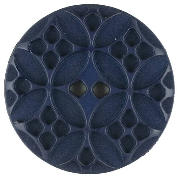 Polyamide button, round, 2 holes - Size: 34mm - Color: blue - Art.No. 376715