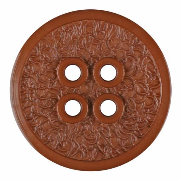 Brun/orange Indviklet polyamidknap med fire huller 23mm 335801