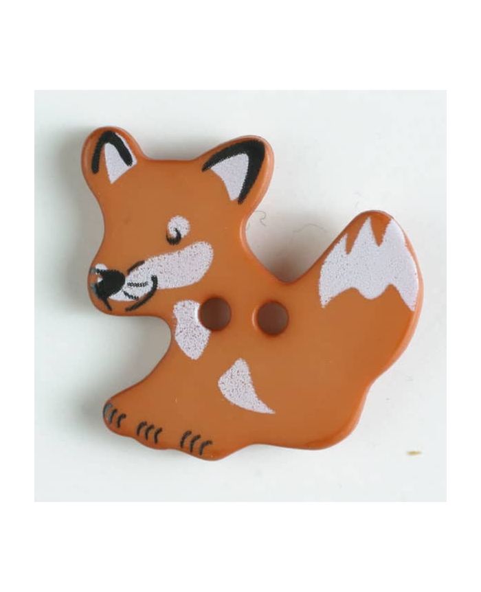 Brown Fox button with holes - Size: 25mm -330871