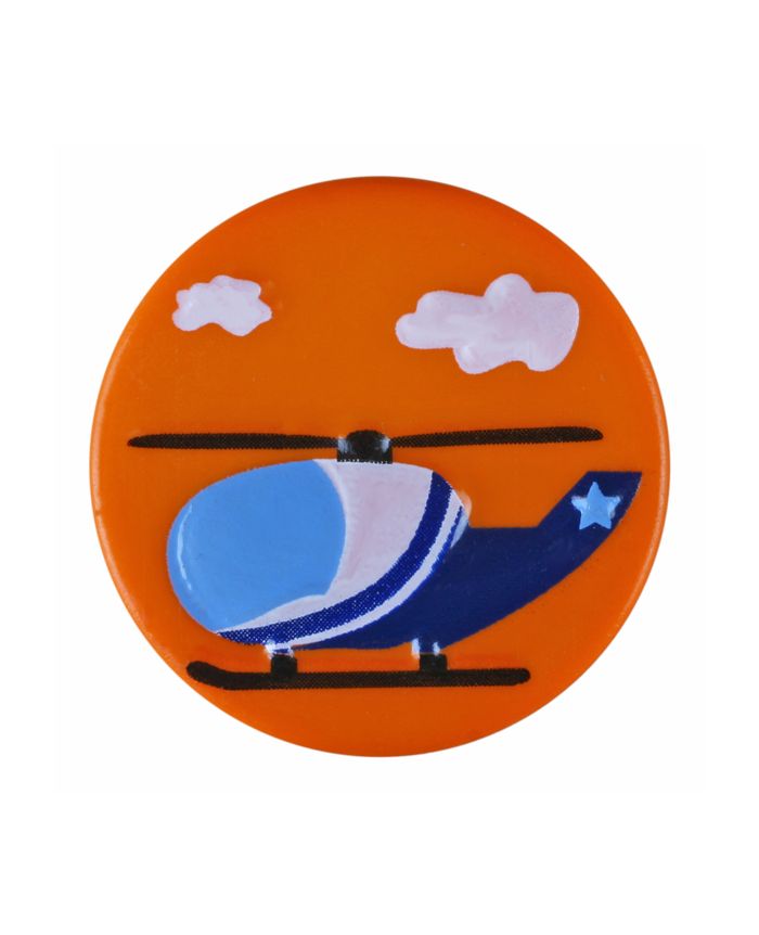 children polyamide button round shape with helicopter and shank - Size: 18mm - Color: orange - Art.-Nr.: 281189