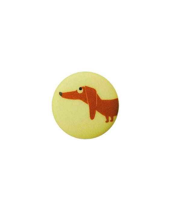 children button polyamide round with dog print, yellow - 15mm - Art.No.: 281277