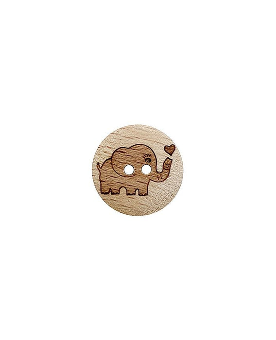 wood button round shape with elephant 18mm - Art.No.: 281283