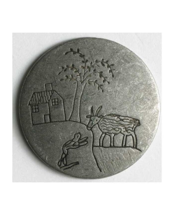 Metal Cottage and Sheep Button 20mm 300585 ^