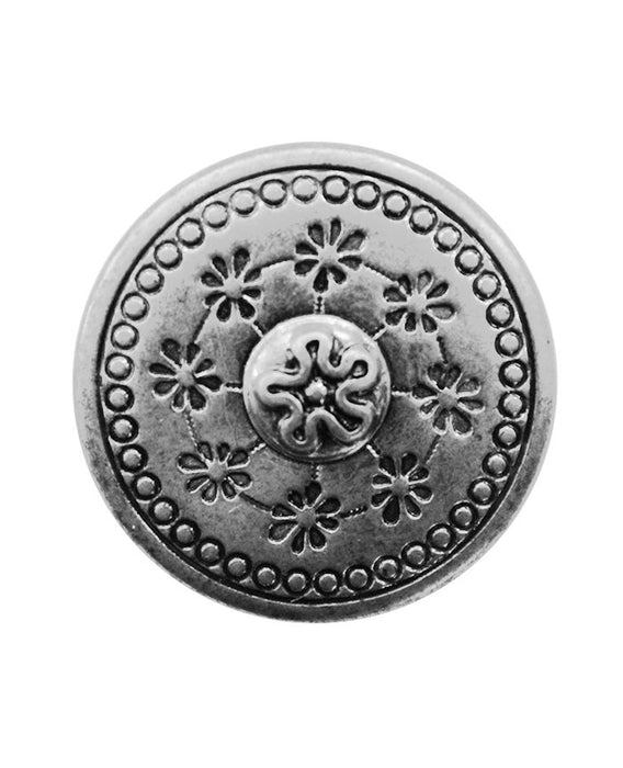 Silver Metal Button With Flowers 3/4 Inch 281207