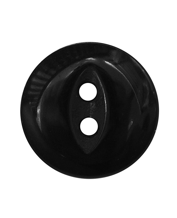POLYESTERKNOPF RUNDE FORM MIT GLÄNZENDER OBERFLÄCHE UND 2 LÖCHERN - GRÖSSE: 13MM - FARBE: SCHWARZ - ART.NR.: 241274