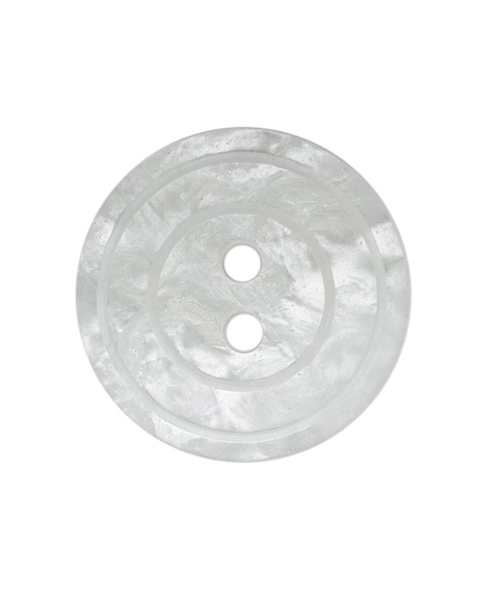 POLYESTERKNAP RUND FORM MED BLANKENDE OVERFLADE, PERLEEFFEKT OG 2 HULLER - STØRRELSE: 18MM - FARVE: WEISS - ART.NR.: 31112