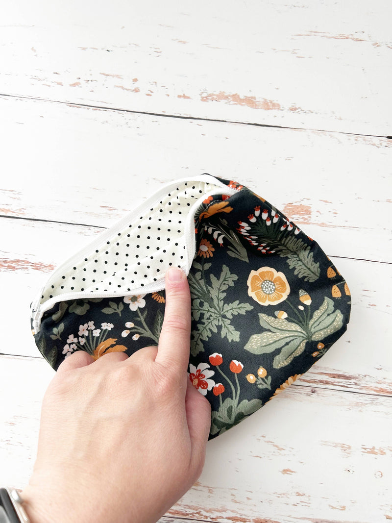 Dark Botanical Print Small Bag by Mangham Made