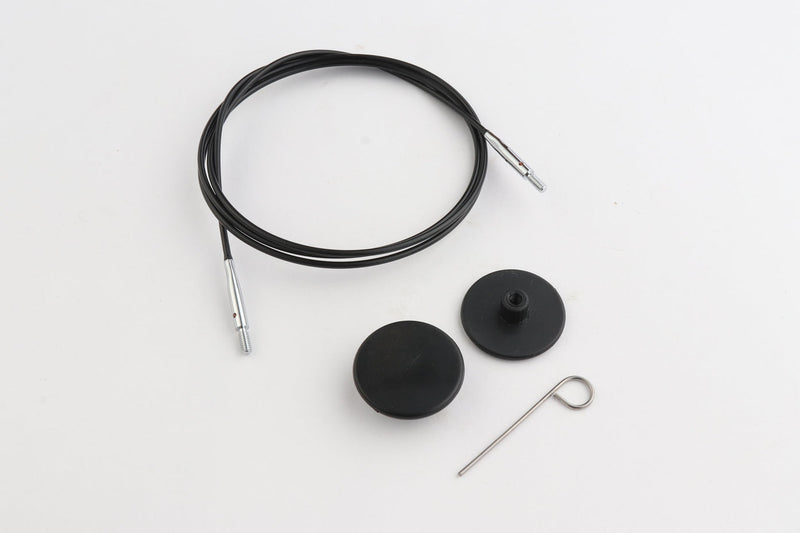 KnitPro - Swivel Cables - Black Nylon-Coated Stainless Steel Silver Connectors