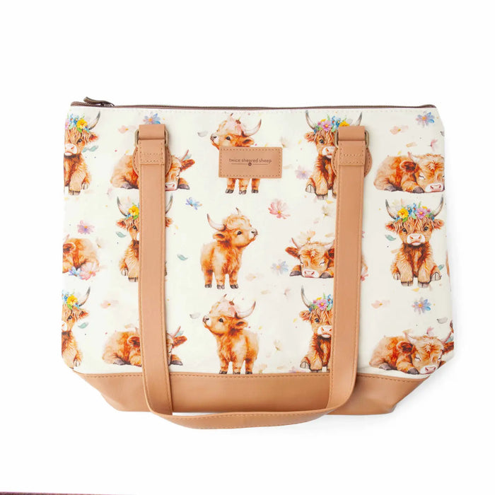 Maisy Highland Cow Mega Trinity Bag – Large Zippered Knitting Project Bag