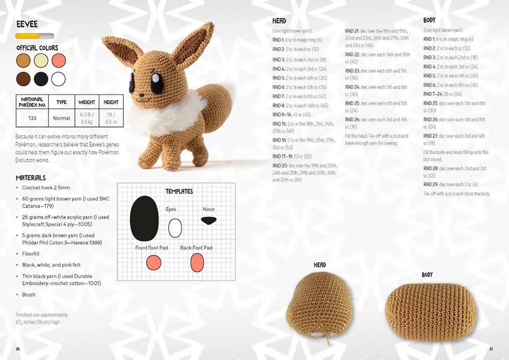 Pokémon Crochet Eevee Kit: Includes materials to make Snorlax and instructions for 5 other Pokémon