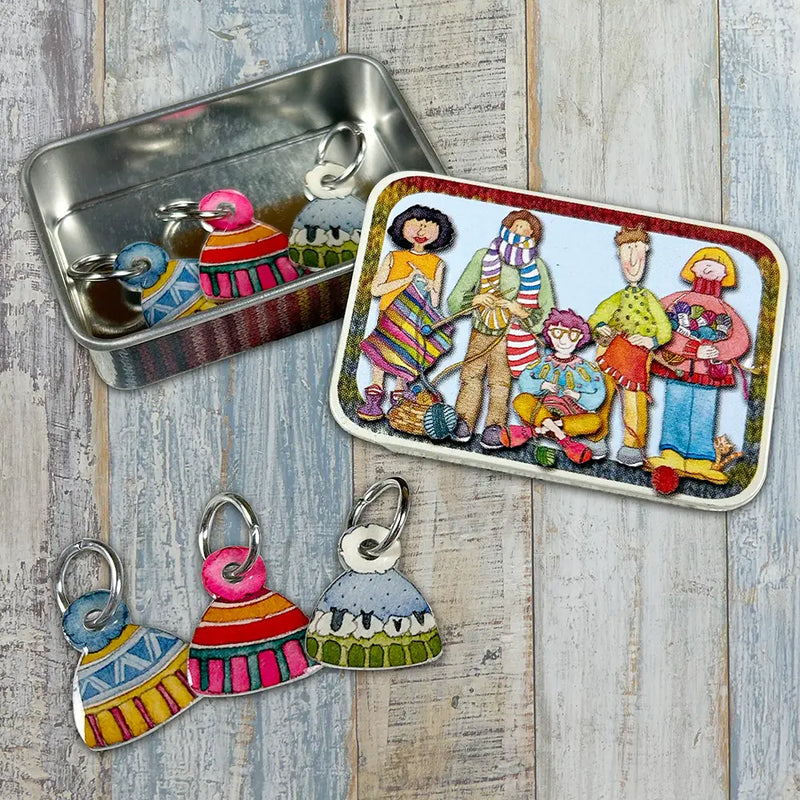 Stitch Markers in a Pocket Tin by Emma Ball