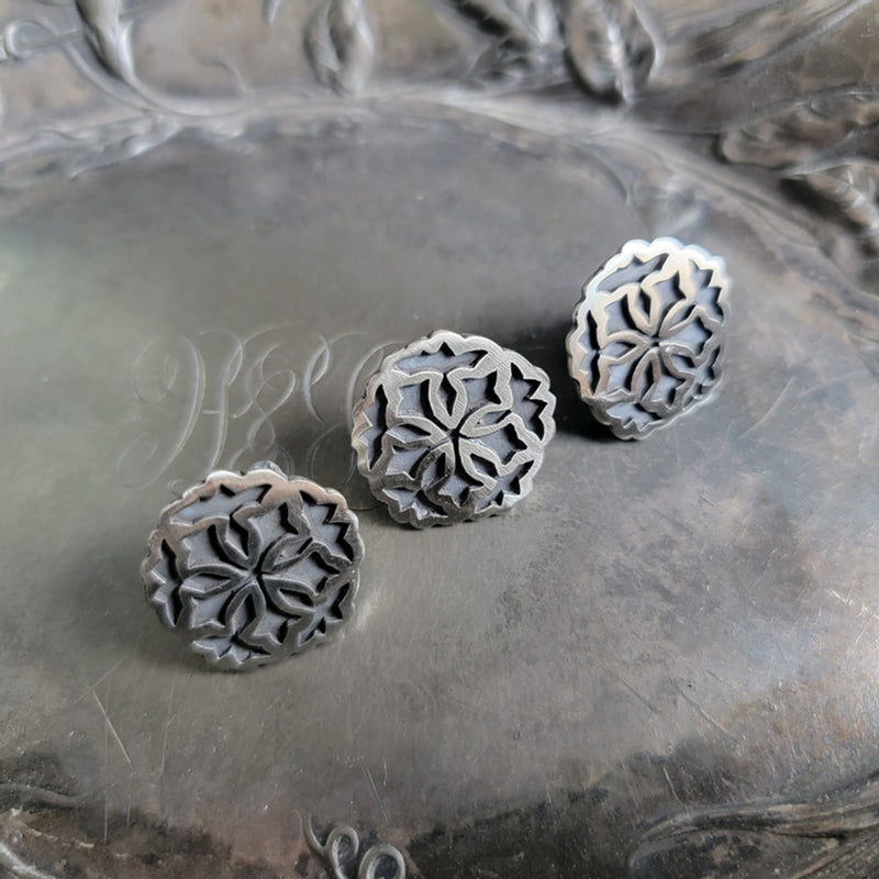 Art Nouveau Rose Stud Buttons - Set of 3