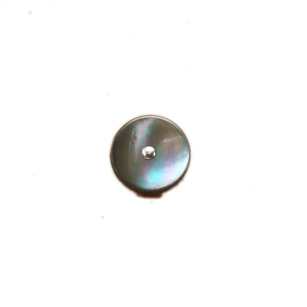 BB0019S15 Gray Smoke Trochus Shell Silver Pin Shank Round 15MM