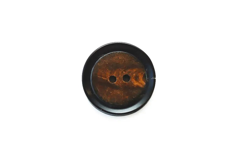 BC0068H28 Black with Brown Center Horn Round Mid Burnt 28MM
