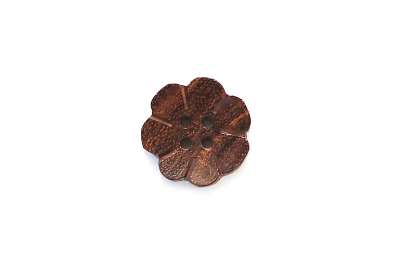 BC0100W25 Brown Dark Wood Flower Round 25MM