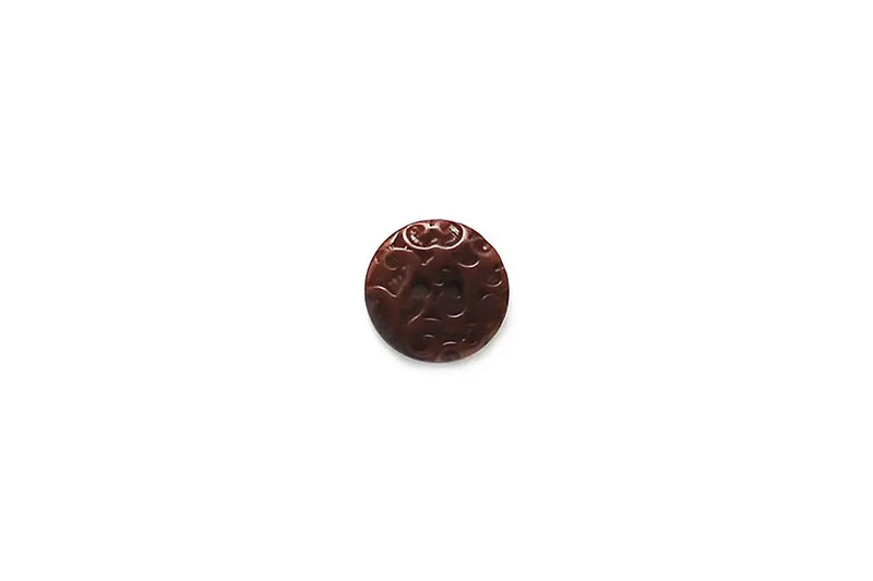 BG0532Z15 Brown Round Ornate Corozo 15MM