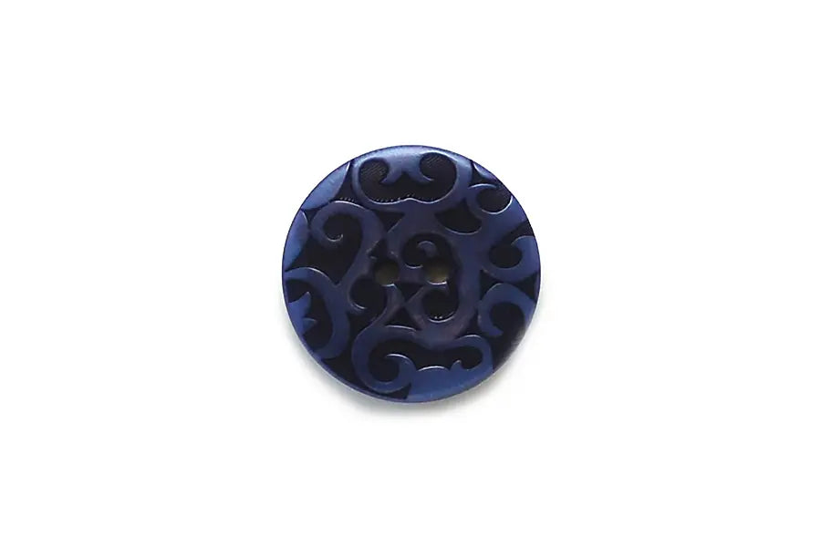 BG0541Z28 Blue Round Ornate Corozo 28MM