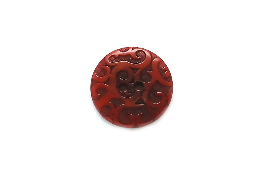 BG0543Z28 Burgundy Round Ornate Corozo 28MM