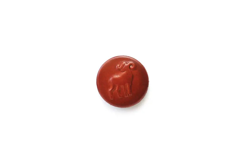 BH0604L19 Maroon Leather Ram Embossed Sheep Round Shank 19MM