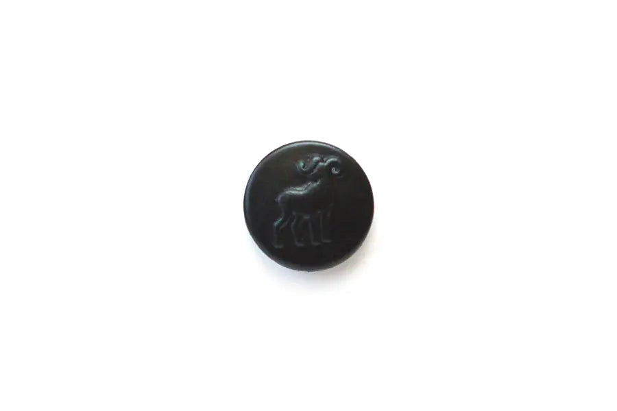 BH0605L19 Black Leather Ram Embossed Sheep Round Shank 19MM