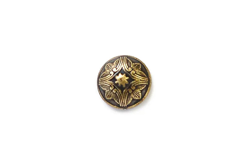 BR2062M20 Metal Antique Brass Convex Leaves Round Shank - 20MM