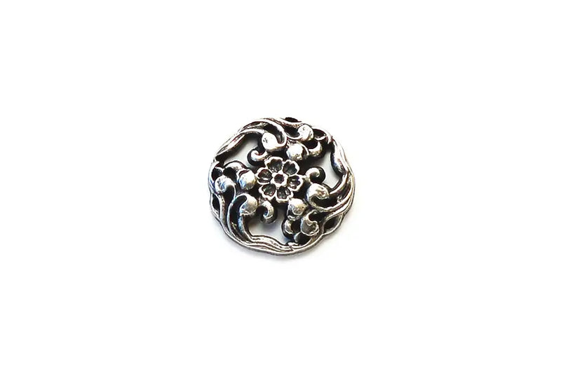 BS1099M23 Metal Antique Silver Flower with Cut Outs Round Shank 23MM