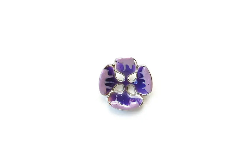 BS1167E20 Metal with Purple Enamel Flower Concave Burst Rounded 20MM