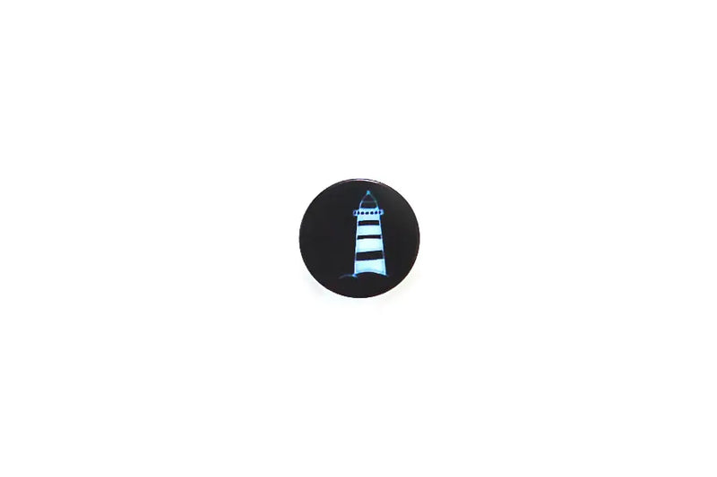 BU1649P15 Plastic Dark Blue with White Lighthouse Round Shank - 15MM
