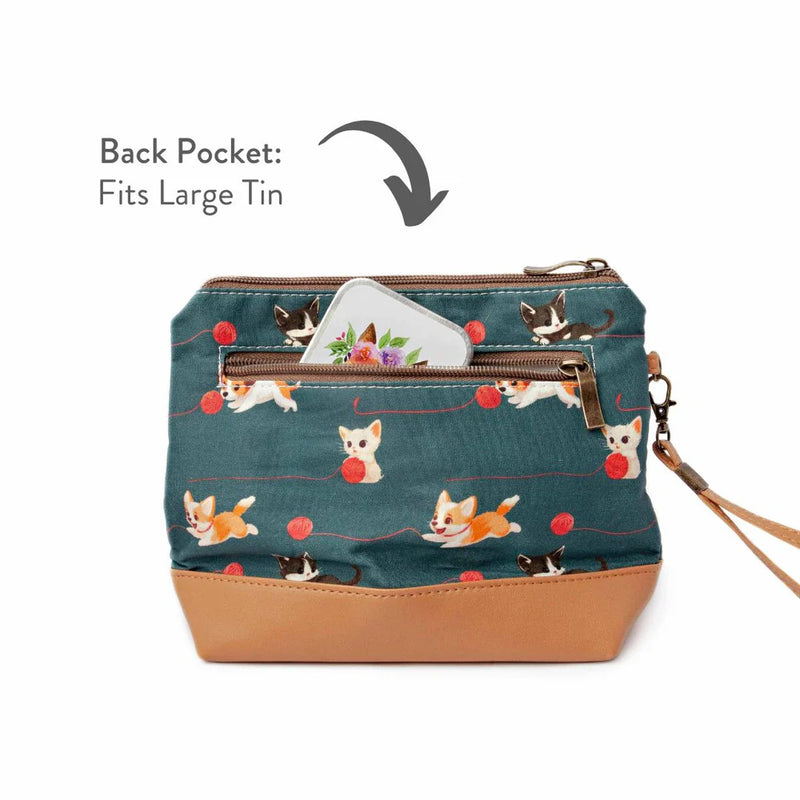 Mini Trini Bag – Small Zippered Sock Project Bag - Cats & Dogs