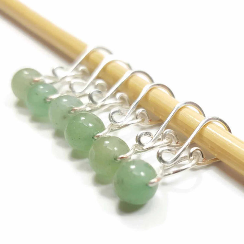 Green Aventurine Melody Ring Removable Stitch Markers by Twice Sheared Sheep