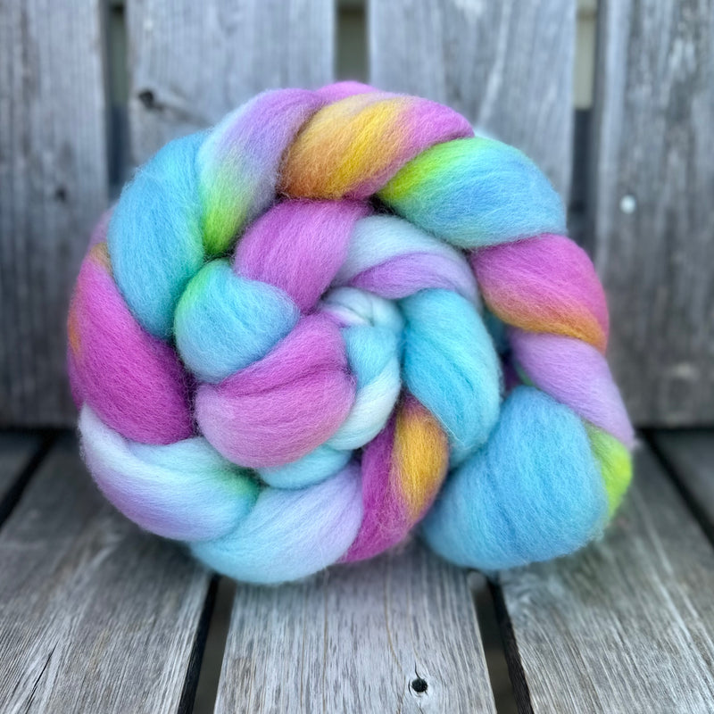 The Wheel and The Anvil - 4oz Merino Wool Braids Hand Dyed in Maine