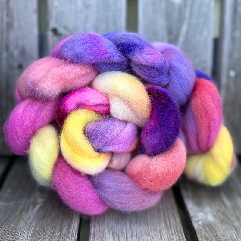 The Wheel and The Anvil - 4oz Merino Wool Braids Hand Dyed in Maine