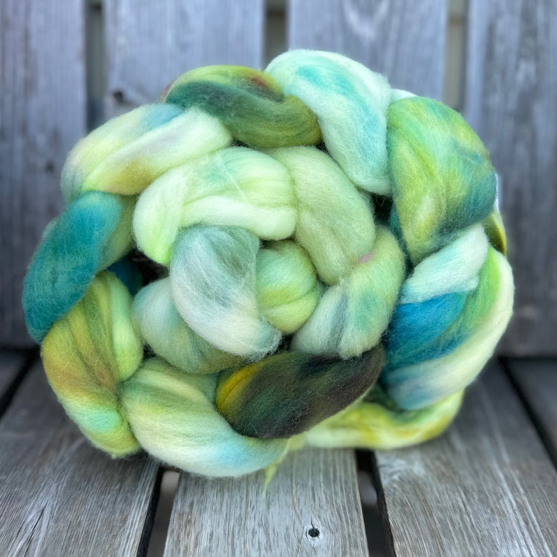 The Wheel and The Anvil - 4oz Merino Wool Braids Hand Dyed in Maine