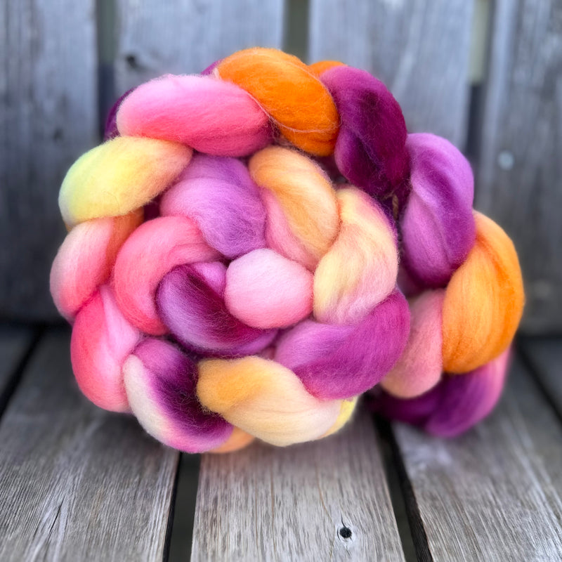 The Wheel and The Anvil - 4oz Merino Wool Braids Hand Dyed in Maine