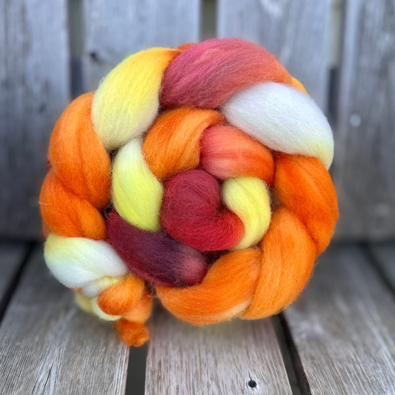 The Wheel and The Anvil - 4oz Merino Wool Braids Hand Dyed in Maine