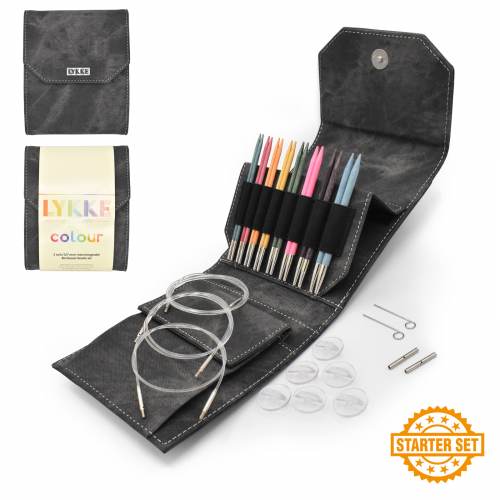 Lykke Crafts Colour Starter-Set mit austauschbaren Nadeln, 12,7 cm, Denim-Grau