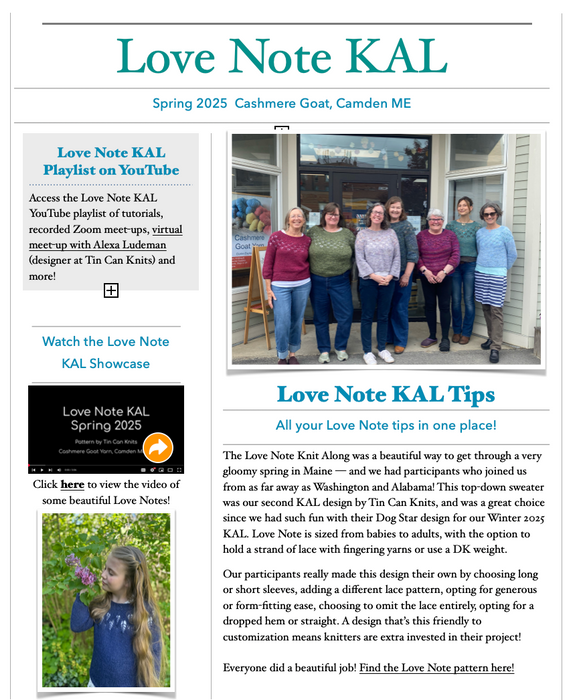 Tips from the Love Note Knit Along— FREE with purchase!