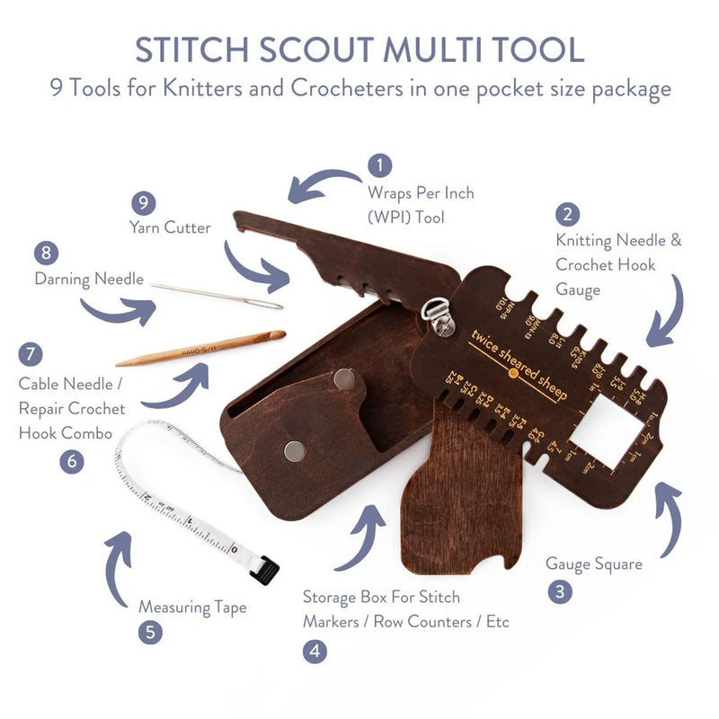 Stitch Scout Multi-Tool for Knitters & Crocheters by Twice Sheared Sheep