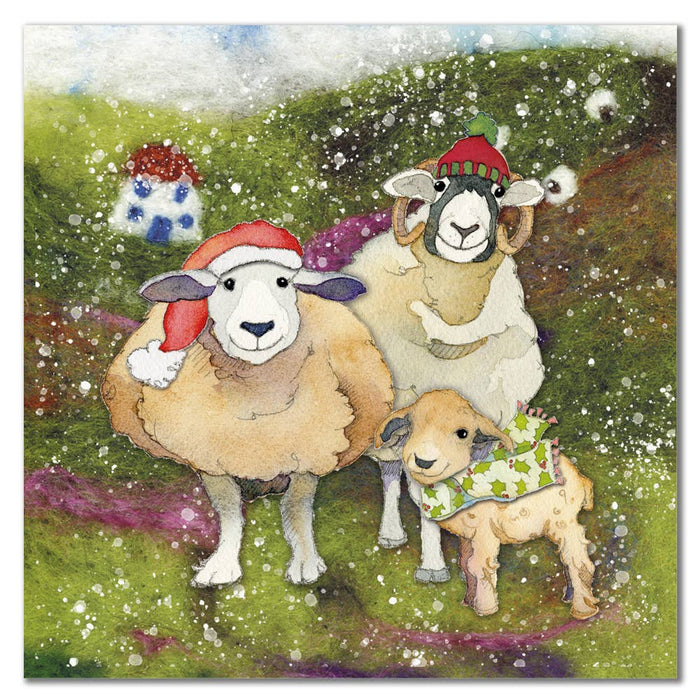 Felted Sheep Christmas 6 Card Pack