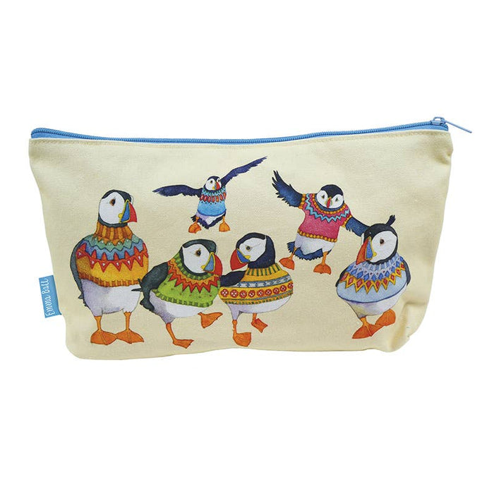 Woolly Puffins Zipped Pouch by Emma Ball