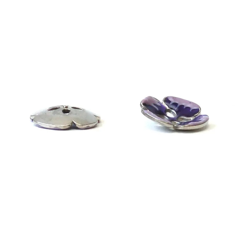 BS1167E20 Metal with Purple Enamel Flower Concave Burst Rounded 20MM