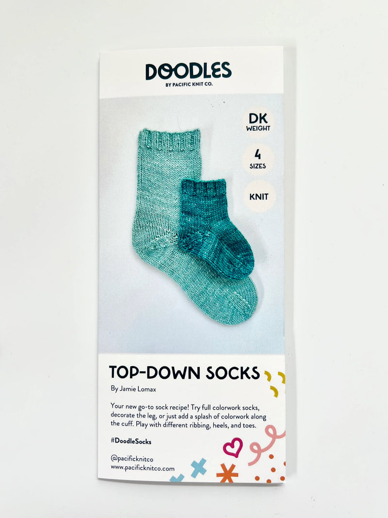 Base Doodle Top-Down Socks - DK - Pattern Brochure by Pacific Knit Co.