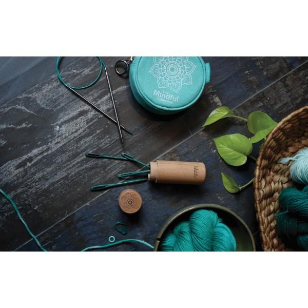 Mindful Teal Wooden Darning Needles in a Beech Wood Container by KnitPro