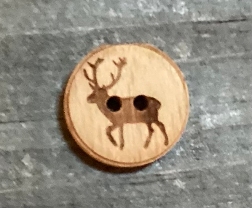 Wood Button With Deer 3/4 Inch 281127
