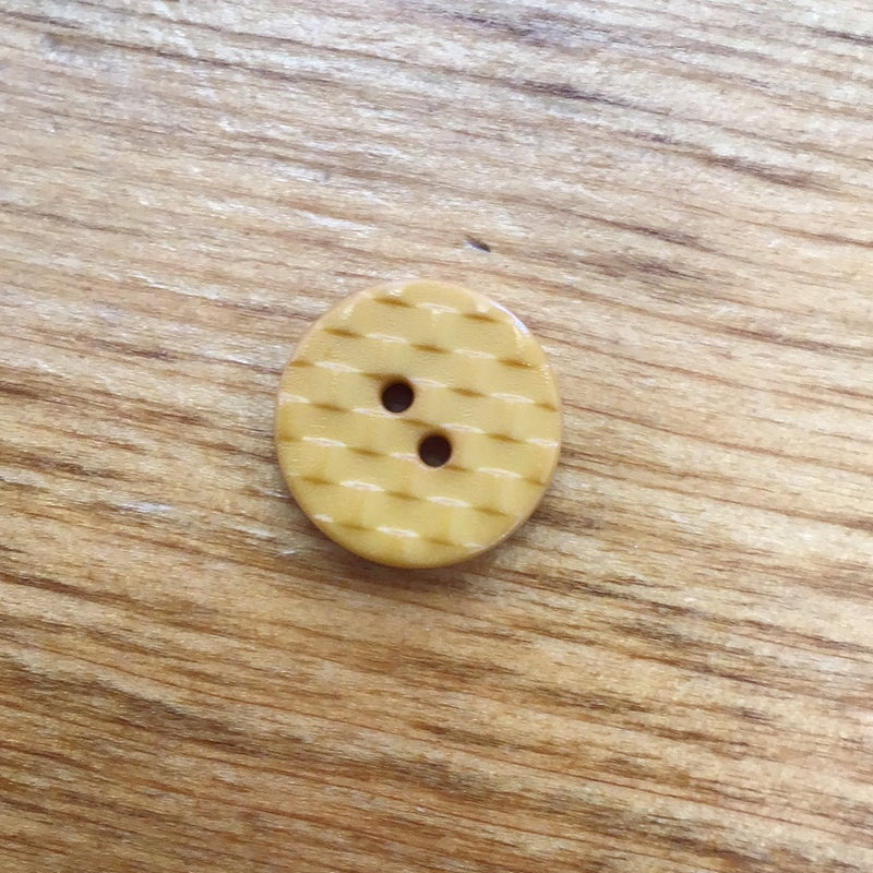 224036 Yellow Round Polyamide Button Woven Texture 13mm