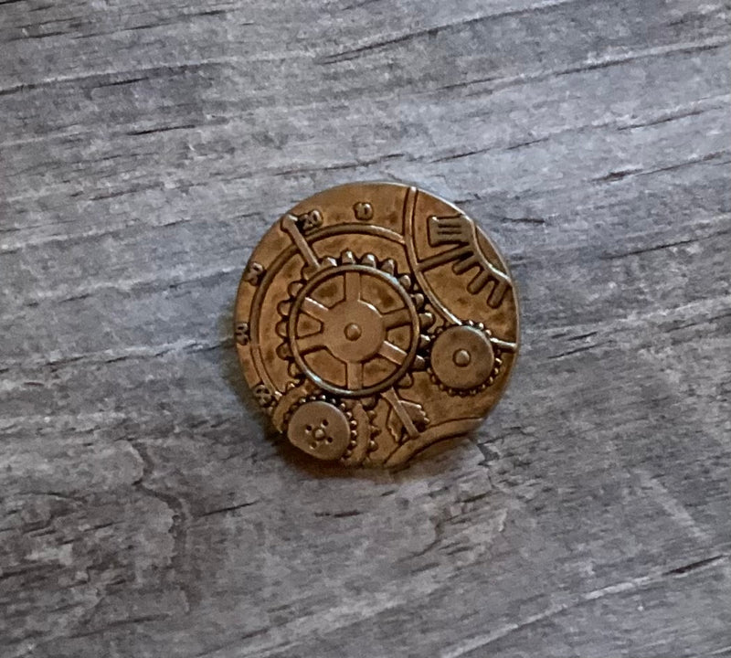331074 Full Metal Steam Punk Button 1 Inch