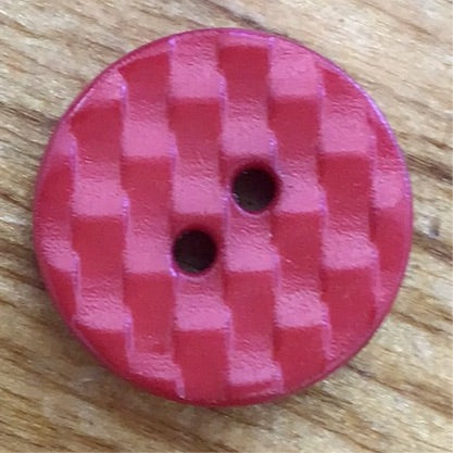 224034 Roter runder Polyamid-Knopf mit gewebter Struktur, 13 mm