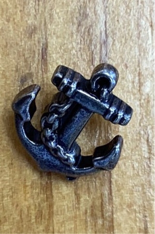 311028 Full Metal Anchor Button with Shank - Antique Silver 18mm