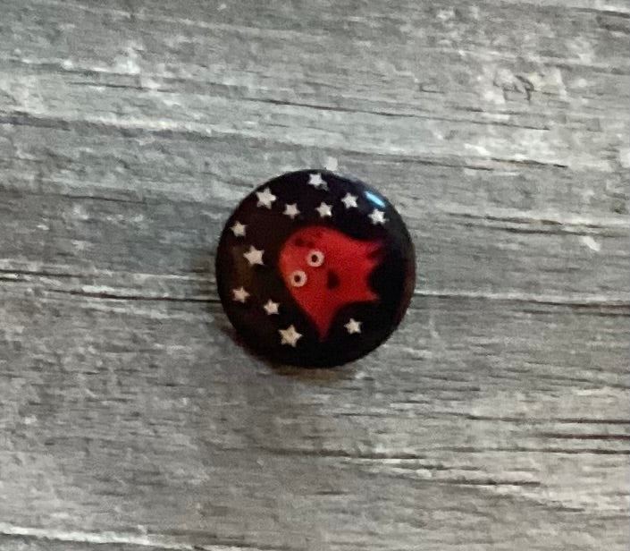 Indigo Blue Button With Red Ghost 3/4 Inch 281126